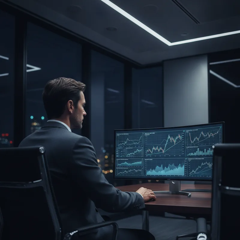 AI-driven market signals dashboard with live trend chart and confidence levels